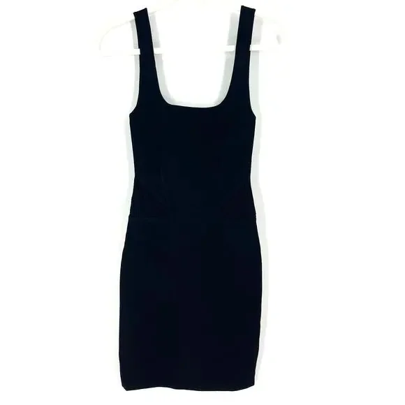 Zara Black Bodycon Dress Size Small Sheer Cut Out Waist Sleeveless - Picture 7 of 8